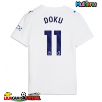Camisa de Futebol Manchester City Jeremy Doku #11 Equipamento Alternativo Mulheres 2026-27 Manga Curta